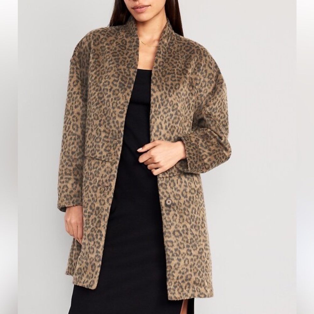Old Navy Leopard Coatigan Blazer‎ Coat Jacket Size Extra Small